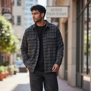 Filson Men's Gray Plaid Alaskan Guide Wool-Blend Shirt Jacket Large EUC